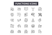 Functions line icons for web and
