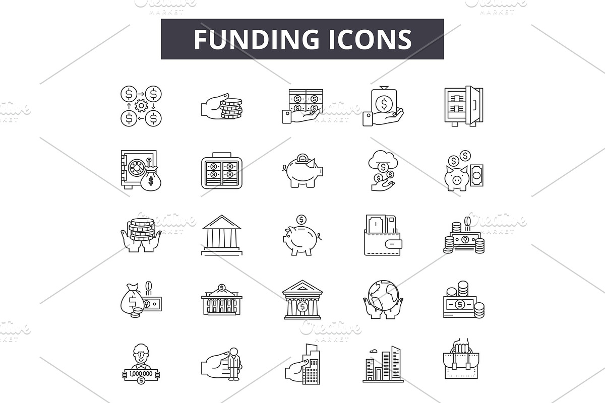 Funding line icons for web and in Illustrations - product preview 8