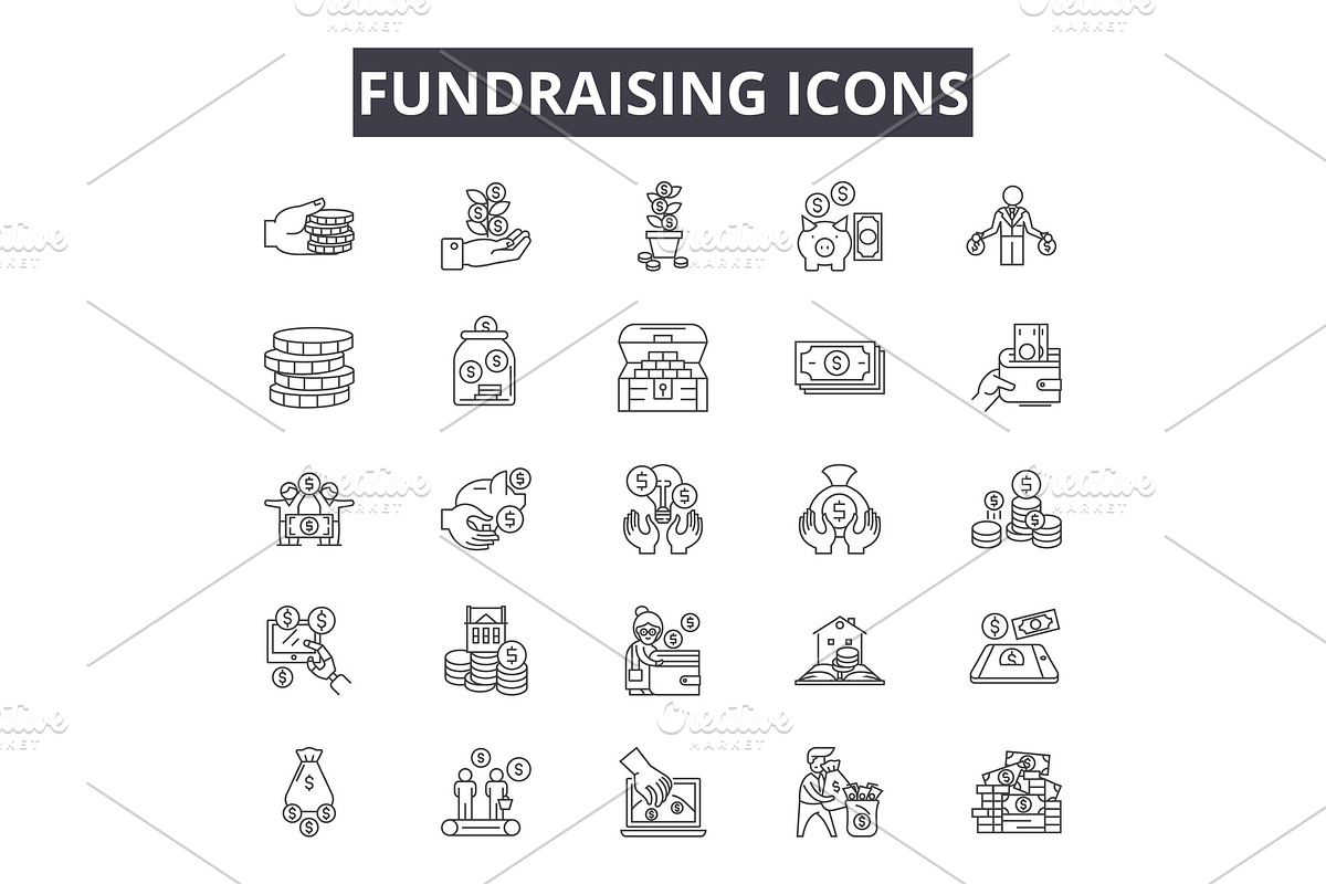 Fundraising line icons for web and in Illustrations - product preview 8