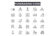 Fundraising line icons for web and