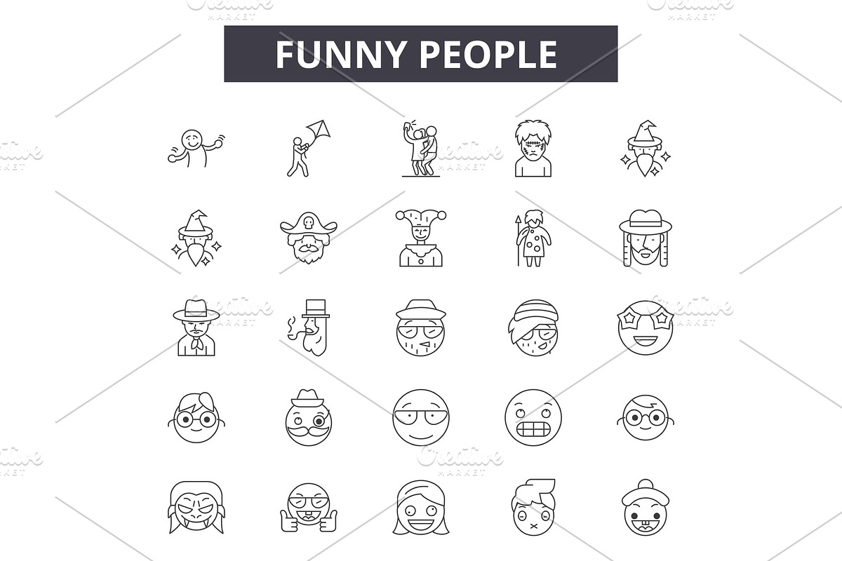 Funny people line icons for web and in Illustrations - product preview 8