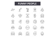 Funny people line icons for web and