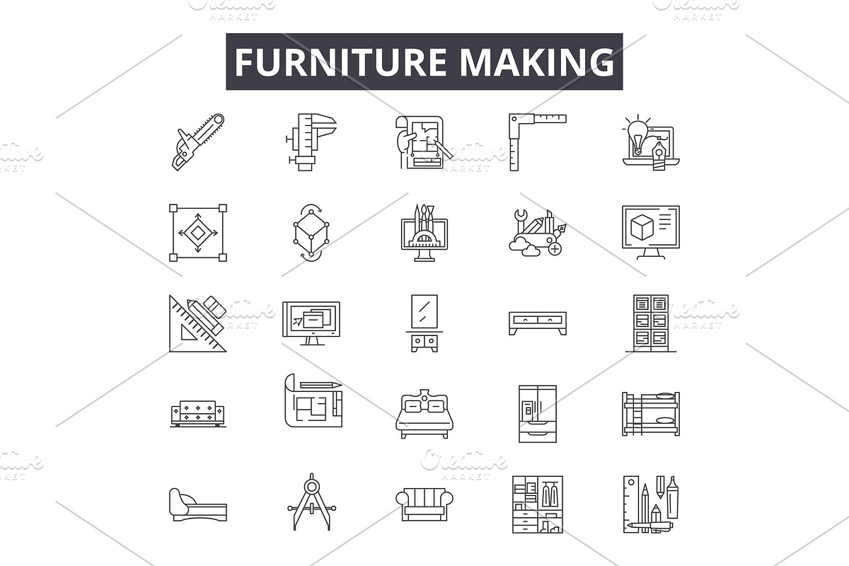 Furniture making line icons for web in Illustrations - product preview 8