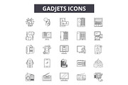 Gadjets line icons for web and