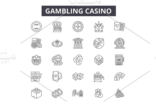 Gambling casino line icons for web
