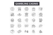 Gambling casino line icons for web