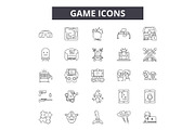 Game icons line icons for web and