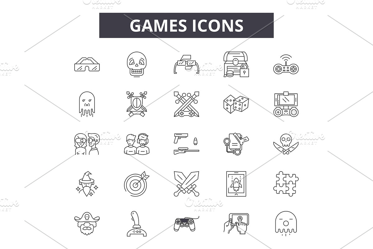 Games line icons for web and mobile in Illustrations - product preview 8