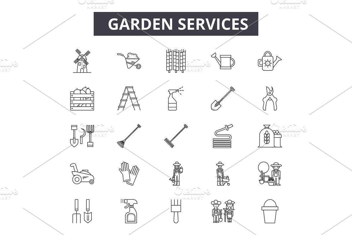 Garden services line icons for web in Illustrations - product preview 8