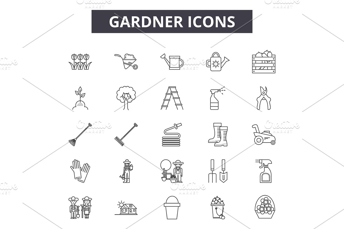 Gardner line icons for web and in Illustrations - product preview 8