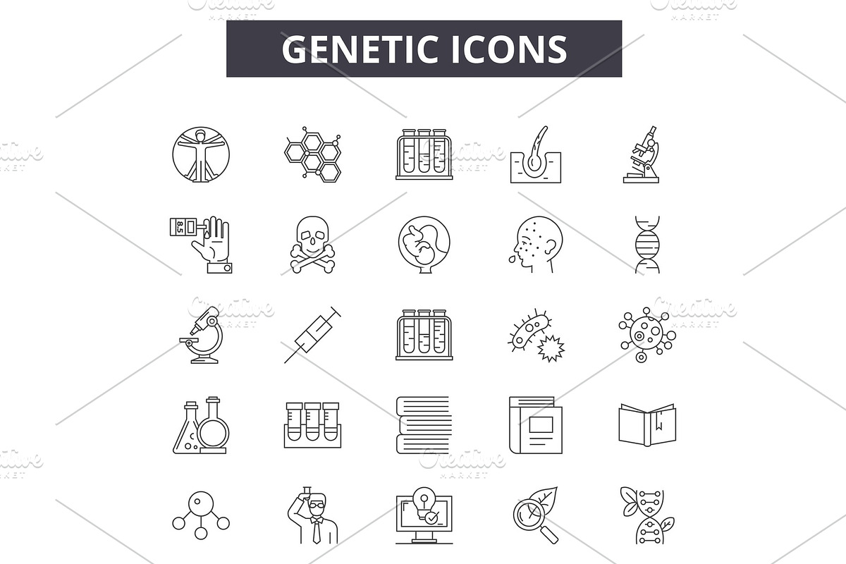 Genetic line icons for web and in Illustrations - product preview 8