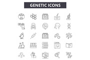 Genetic line icons for web and