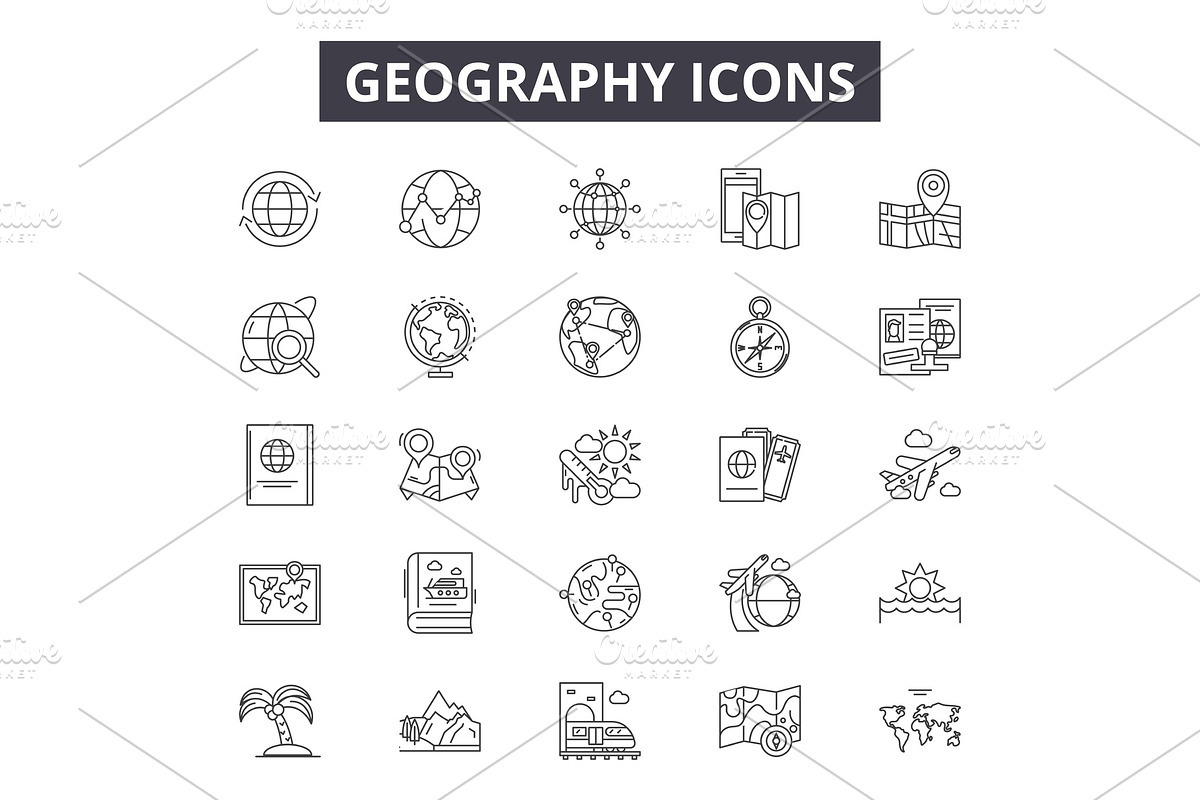 Geography line icons for web and in Illustrations - product preview 8