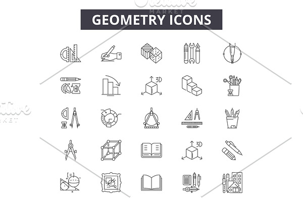 Geometry line icons for web and