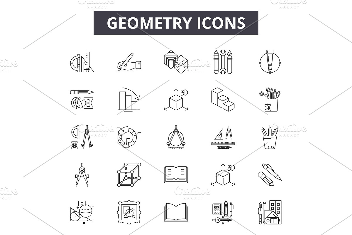 Geometry line icons for web and in Illustrations - product preview 8