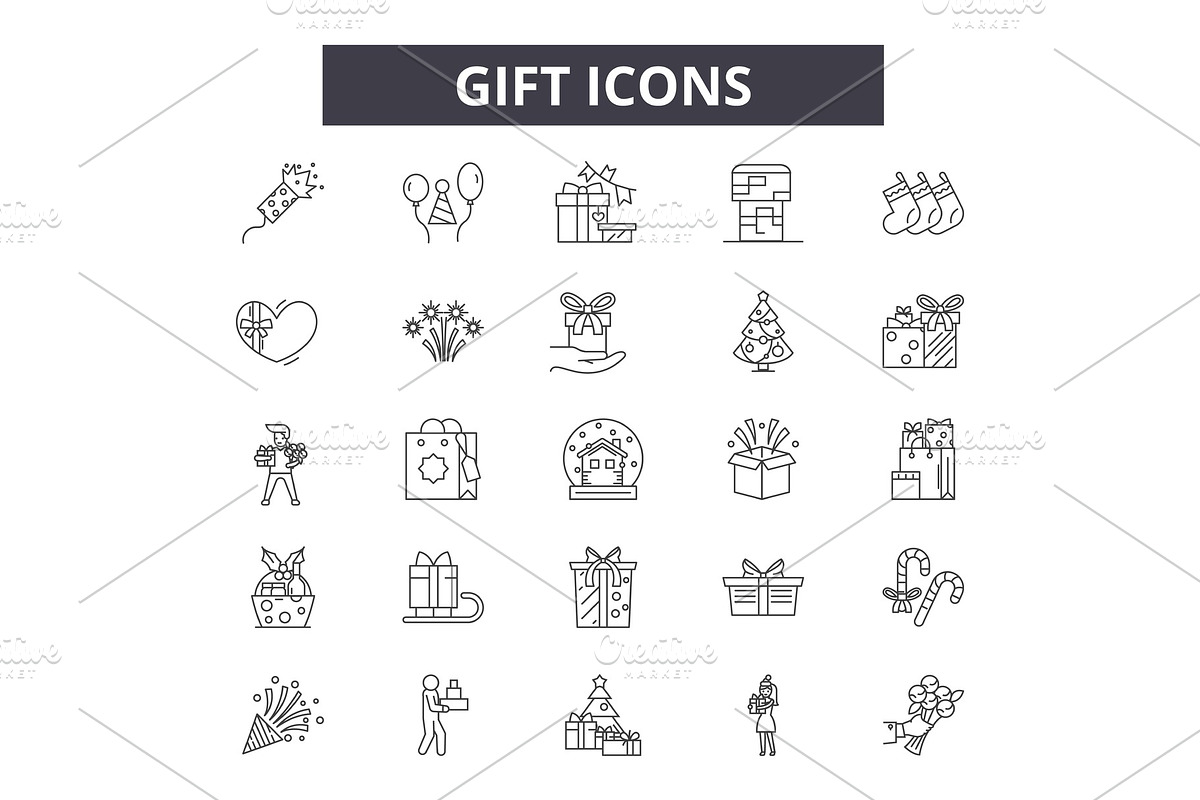 Gift line icons for web and mobile in Objects - product preview 8
