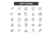 Gift line icons for web and mobile