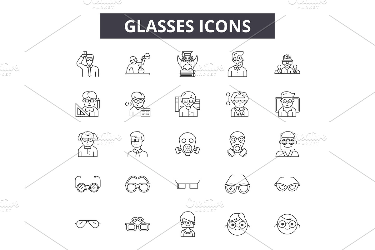 Glasses line icons for web and in Illustrations - product preview 8