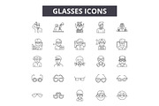 Glasses line icons for web and