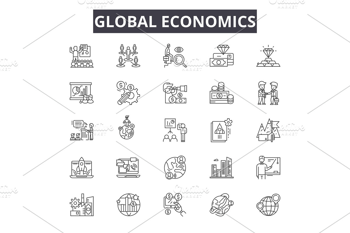 Global economics line icons for web in Illustrations - product preview 8