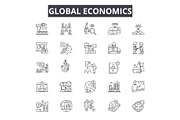Global economics line icons for web