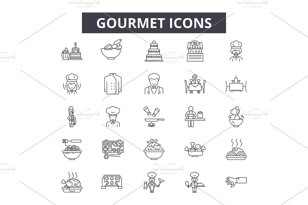 Gourmet line icons for web and in Illustrations - product preview 8