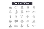 Gourmet line icons for web and