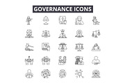 Governance line icons for web and