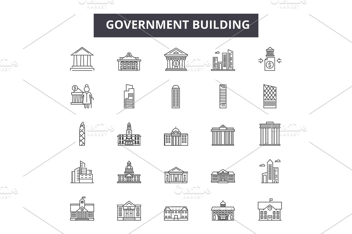 Government building line icons for in Illustrations - product preview 8