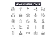 Government line icons for web and