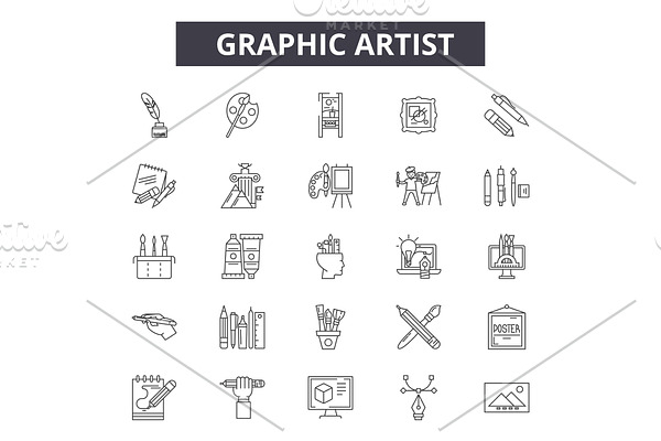 Graphic artist line icons for web