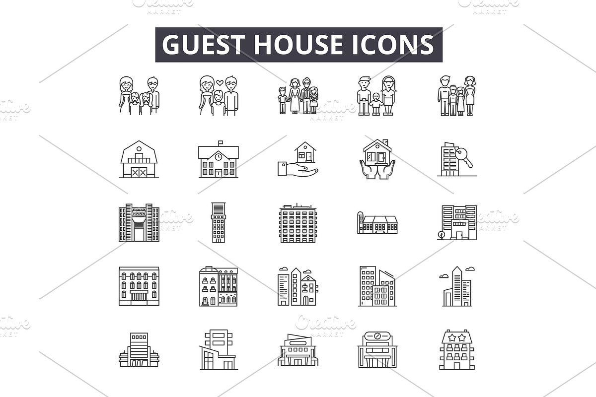 Guest house line icons for web and in Objects - product preview 8