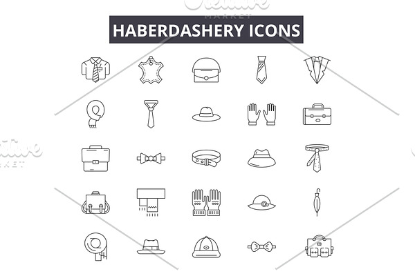 Haberdashery line icons for web and