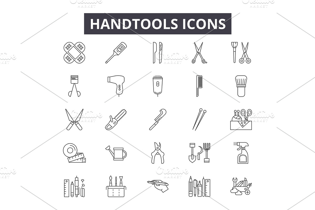 Handtools line icons for web and in Illustrations - product preview 8