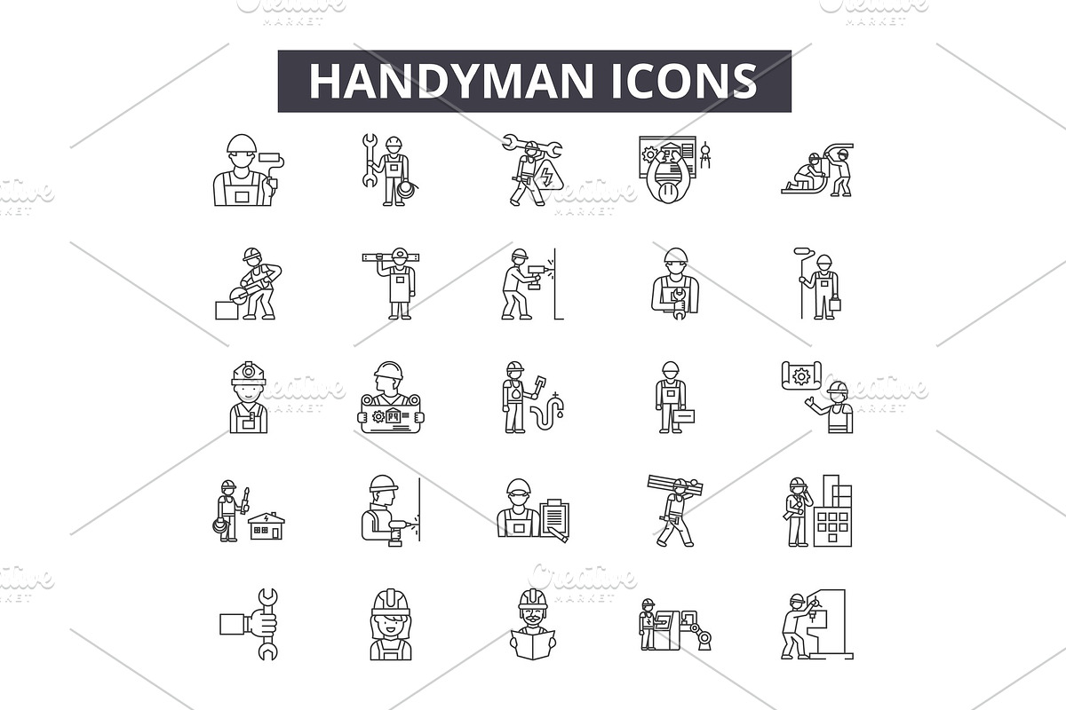 Handyman line icons for web and in Illustrations - product preview 8