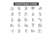 Handyman line icons for web and