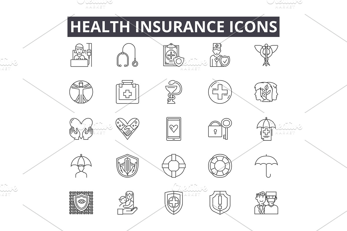 Health insurance line icons for web in Objects - product preview 8