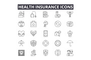 Health insurance line icons for web