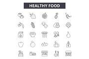 Healthy food line icons for web and