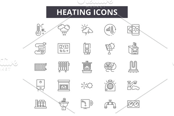 Heating line icons for web and