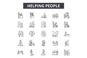 Helping people line icons for web