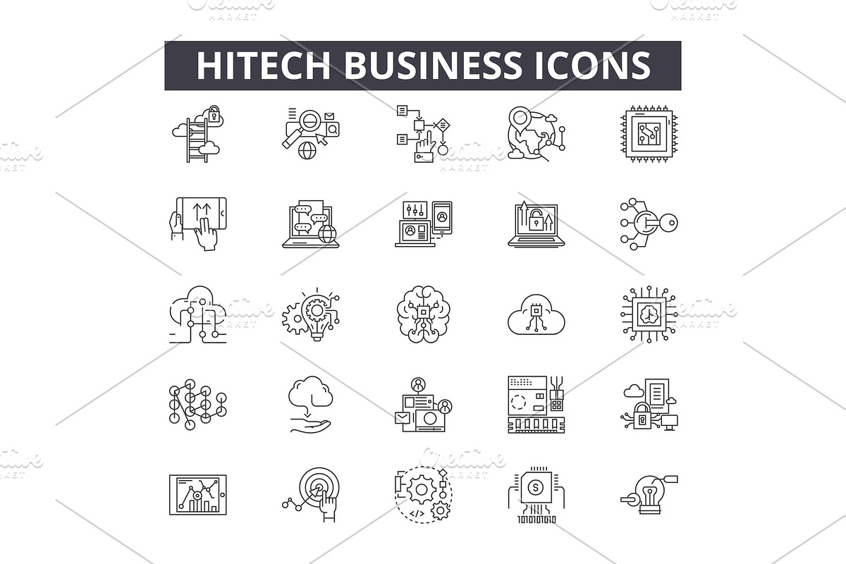 Hitech business line icons for web in Illustrations - product preview 8