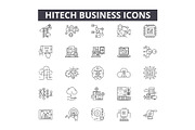 Hitech business line icons for web