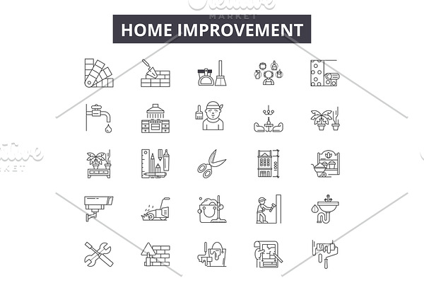 Home improvement line icons for web