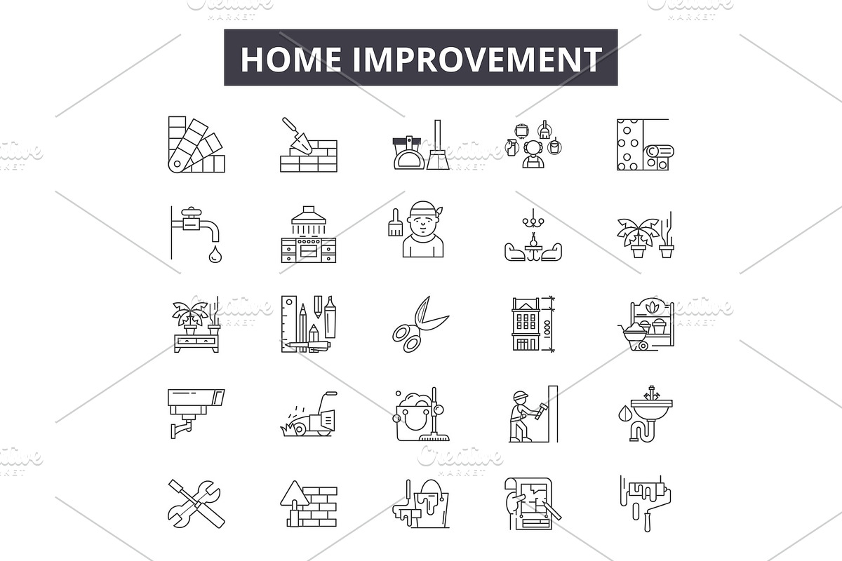 Home improvement line icons for web in Objects - product preview 8
