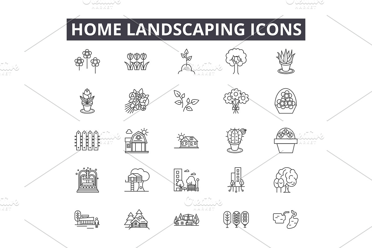 Home landscaping line icons for web in Illustrations - product preview 8