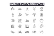 Home landscaping line icons for web