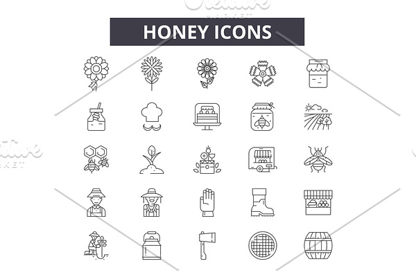 Honey line icons for web and mobile
