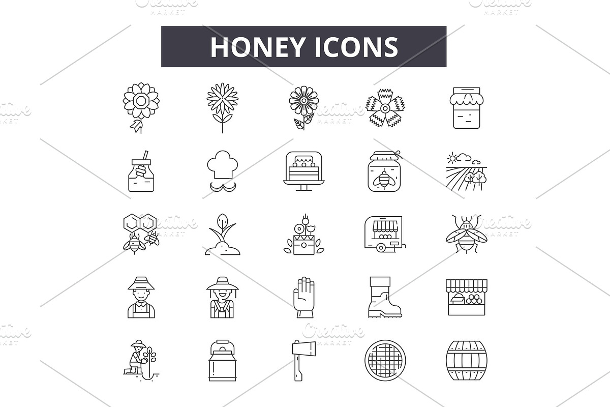 Honey line icons for web and mobile in Illustrations - product preview 8