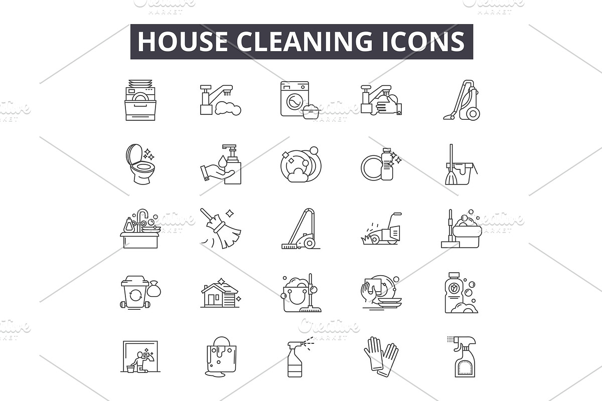 House cleaning line icons for web in Illustrations - product preview 8